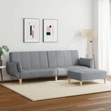  Dvosjed na razvlačenje od tkanine s tabureom svjetlosivi | shoptok.hr