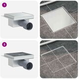  2 u 1 tušni odvod Srebrno 15 x 15 cm Nehrđajući čelik 304 | shoptok.hr