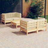  5-dijelna vrtna garnitura od borovine s krem jastucima | shoptok.hr
