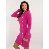 Fashion Hunters Fuchsia fitted knitted knee-length dress