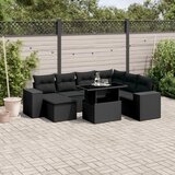 vidaXL Vrtna sedežna garnitura 8-delna z blazinami črn poli ratan | Shoptok.si