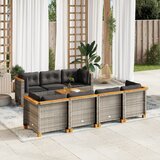 Maison Chic Seti vrtnega pohištva - Vrtna garnitura - Vrtni pohištvo set 8-delna z blazinami siv poli ratan, (21798405) | Shoptok.si
