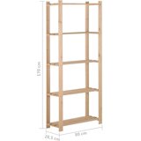  Stalak za pohranu s 5 razina 80x28,5x170 cm od masivne borovine | shoptok.hr