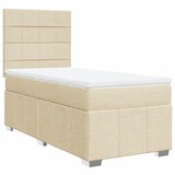 vidaXL Box spring postelja z vzmetnico krem 90x200 cm blago, (21291462) | Shoptok.si