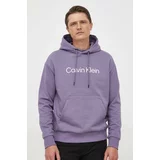 Calvin Klein Bombažen pulover moška, vijolična barva, s kapuco