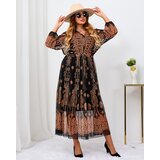 Resti Black and brown mesh floral maxi dress | Eponuda.ba