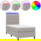 Maison Chic Box spring postelja - Vzmetna postelja z vzmetnico LED svetlo siva 90x190 cm blago SL3293, (21904543) Cene