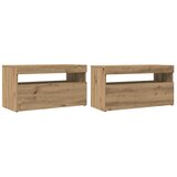 TV ormarić s LED svjetlima Artisan hrast 75x35x40 cm | shoptok.hr