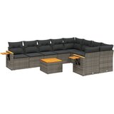 Maison Chic Seti vrtnega pohištva - Vrtna garnitura - Vrtni pohištvo set 10-delna z blazinami siv poli ratan, (21811890) | Shoptok.si