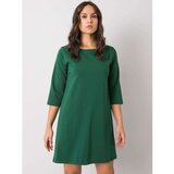 Fashion Hunters RUE PARIS Dark green dress with lace insert Cene