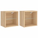 Maison Chic Stenski Dvo delni komplet Nočne omarice - Nočne mize z LED lučkami sonoma hrast, (21688535) Cene