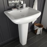 vidaXL Prostostoječi umivalnik s podstavkom keramika 580x470x200mm bel, (21409400) Cene
