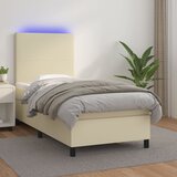  Krevet box spring s madracem LED krem 100x200cm od umjetne kože | shoptok.hr