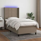  Box spring postelja z vzmetnico LED taupe 80x200 cm blago, (20898669) Cene