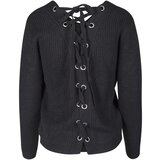 Urban Classics Ladies Back Lace Up Sweater black cene