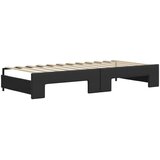  Dnevni krevet na razvlačenje crni 90 x 200 cm od umjetne kože | shoptok.hr