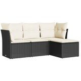 Maison Chic Seti vrtnega pohištva - Vrtna garnitura - Vrtni pohištvo set 4-delna z blazinami črna poli ratan, (21809241) | Shoptok.si