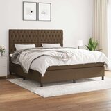  Box spring postelja z vzmetnico temno rjava 180x200 cm blago, (20902194) Cene