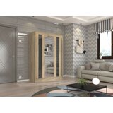 ADRK Drsna omara KEITA z ogledalom in lacobelom 150 cm - SONOMA-LAKIRANA RNA, VISOK SIJAJ | Shoptok.si