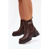 Boto Women's ankle boots with gold detail insulated brown Serene | Shoptok.si