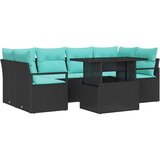  Vrtna sedežna garnitura 7 pcs Črna in modra poli ratan, (5000134143) | Shoptok.si