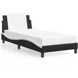 Maison Chic Posteljni okvir - Enojna postelja - Postelja za odrasle z vzglavjem črn in bel 90x200 cm umetno usnje-J9504, (21760664) | Shoptok.si