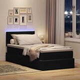  LED krevet za pohranu s madracem Crna 90 x 200 cm Baršun | Shoptok.si