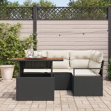 vidaXL set vrtnog kauča od 5 dijelova s jastučićima crnog poli ratana, dvosed vrtna sofa s jastučićima crnog poli ratana | shoptok.hr