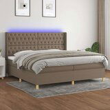  Krevet box spring s madracem LED smeđesivi 200x200 cm tkanina Cijene