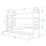 Molarem Home Drveni dječji krevet na kat Dominik s ladicom - plavi - 160x80 cm | shoptok.hr