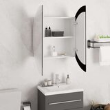 vidaXL Kopalniška omarica z okroglim ogledalom LED bela 54x54x17,5 cm | Shoptok.si