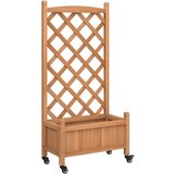 Furnova Cvetlično korito z mrežo in kolesi rjav trden les jelke, (21920980) | Shoptok.si