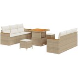  9-delni vrtni sofa set z blazinami bež poli ratan akacija | Shoptok.si