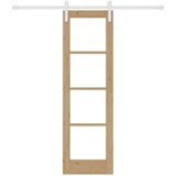  Klizna vrata 61 x 198,5 cm Masivna borovina i staklo Prirodna | shoptok.hr