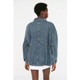 Trendyol Dark Blue Pocket Detailed Oversize Denim Jacket | shoptok.hr