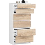 AKORD Komoda, 6 Predalov, Bela/Hrast Sonoma, (5000332405) | Shoptok.si