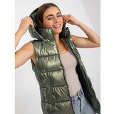 Fashion Hunters Dark green winter quilted down vest Cene