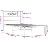 vidaXL Metalni okvir za krevet s uzglavljem bijeli 75x190 cm | shoptok.hr