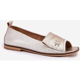 Zazoo Leather Elegant Ballerinas With Open Toes 1865 Gold Distressed | Shoptok.si