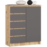 AKORD Komoda, 1 Vrata In 5 Predalov, Hrast Artisan/Grafitno Siva, (5000332341) | Shoptok.si