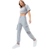 Justhype Ltd Sweat Crop T-Shirt-Cargo Joggers Siva | shoptok.hr