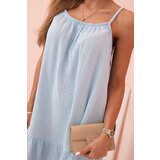 Kesi Włoski Women's muslin dress with straps and ruffles blue | Shoptok.si
