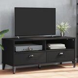 vidaXL TV omarica VIKEN črna trdna borovina | Shoptok.si