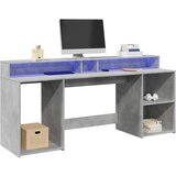 vidaXL Pisalna miza z LED lučkami betonsko siva 200x55x91 cm inž. les Cene