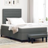 vidaXL Postelja s box springom z vzmetnico in klopjo temno siva 120 x 190 cm tkanina u