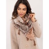 Fashionhunters Dark beige and brown women's scarf with patterns | Shoptok.si