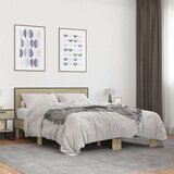 vidaXL Posteljni okvir sonoma hrast 140x190 cm inž. les in kovina | Shoptok.si