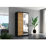 ADRK Furniture Garderobna omara z drsnimi vrati Orlando - 100 cm - črna/artisan