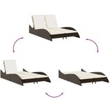 vidaXL Ležalnik z blazino rjav 114x205x73 cm poli ratan | Shoptok.si
