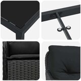  Vrtni set za objed s jastukom 3 pcs Crna Poli ratan | shoptok.hr